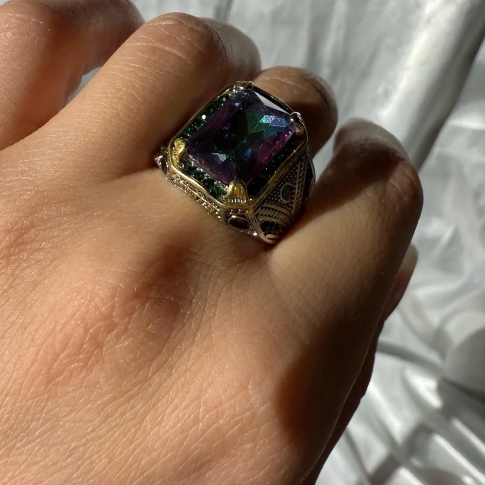 New! Men vintage signet Multicolor Gemstone Statement Ring
